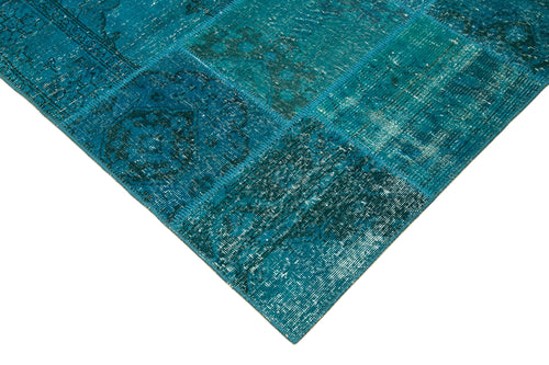 Kirk Yama Turquoise Patchwork Cotton Wool Handmade Area Rug 5'5'' x 7'11''