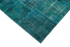 Kirk Yama Turquoise Patchwork Cotton Wool Handmade Area Rug 5'7'' x 7'11''