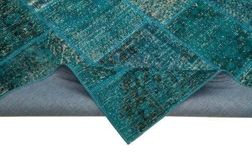 Kirk Yama Turquoise Patchwork Cotton Wool Handmade Area Rug 5'7'' x 7'11''
