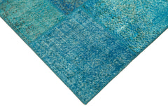 Kirk Yama Turquoise Patchwork Cotton Wool Handmade Area Rug 5'7'' x 8'0''