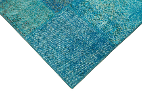 Kirk Yama Turquoise Patchwork Cotton Wool Handmade Area Rug 5'7'' x 8'0''