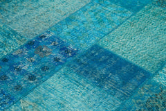 Kirk Yama Turquoise Patchwork Cotton Wool Handmade Area Rug 5'7'' x 8'0''