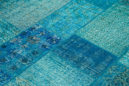 Kirk Yama Turquoise Patchwork Cotton Wool Handmade Area Rug 5'7'' x 8'0''