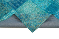Kirk Yama Turquoise Patchwork Cotton Wool Handmade Area Rug 5'7'' x 8'0''