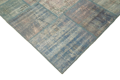 Kirk Yama Blue Patchwork Cotton Wool Handmade Area Rug 5'9'' x 7'11''