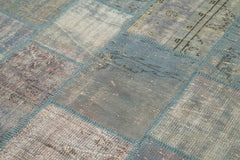 Kirk Yama Blue Patchwork Cotton Wool Handmade Area Rug 5'9'' x 7'11''