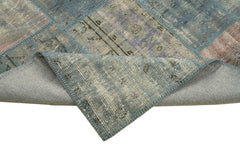 Kirk Yama Blue Patchwork Cotton Wool Handmade Area Rug 5'9'' x 7'11''