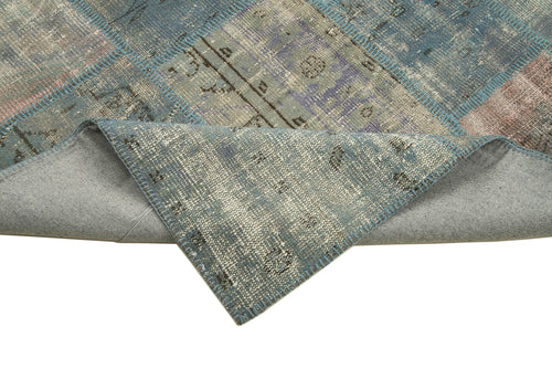 Kirk Yama Blue Patchwork Cotton Wool Handmade Area Rug 5'9'' x 7'11''