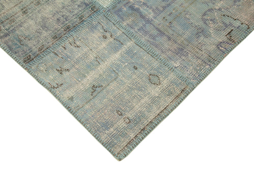 Kirk Yama Blue Patchwork Cotton Wool Handmade Area Rug 5'9'' x 8'0''