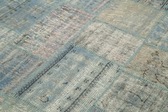 Kirk Yama Blue Patchwork Cotton Wool Handmade Area Rug 5'9'' x 8'0''