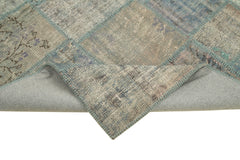 Kirk Yama Blue Patchwork Cotton Wool Handmade Area Rug 5'9'' x 8'0''
