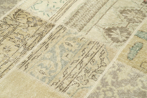 Kirk Yama Beige Patchwork Cotton Wool Handmade Area Rug 5'7'' x 7'11''