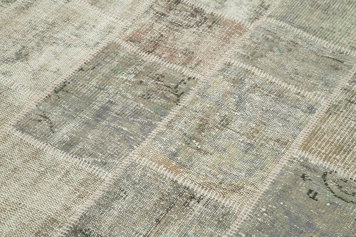 Kirk Yama Grey Patchwork Cotton Wool Handmade Area Rug 5'8'' x 7'9''