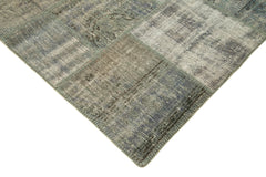 Handmade Area Rug - Grey Patchwork Cotton Wool Vintage Turkish Carpet 5'9'' x 8'1''
