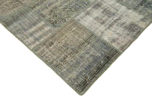 Handmade Area Rug - Grey Patchwork Cotton Wool Vintage Turkish Carpet 5'9'' x 8'1''