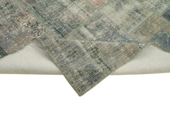 Handmade Area Rug - Grey Patchwork Cotton Wool Vintage Turkish Carpet 5'9'' x 8'1''