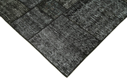 Kirk Yama Black Patchwork Cotton Wool Handmade Area Rug 5'7'' x 7'11''