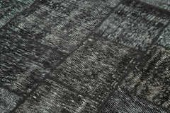 Kirk Yama Black Patchwork Cotton Wool Handmade Area Rug 5'7'' x 7'11''