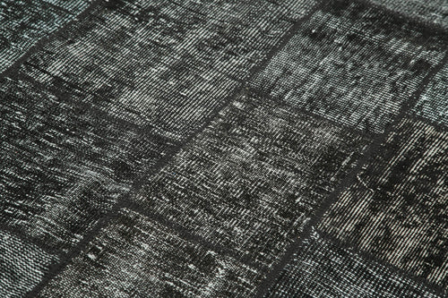 Kirk Yama Black Patchwork Cotton Wool Handmade Area Rug 5'7'' x 7'11''