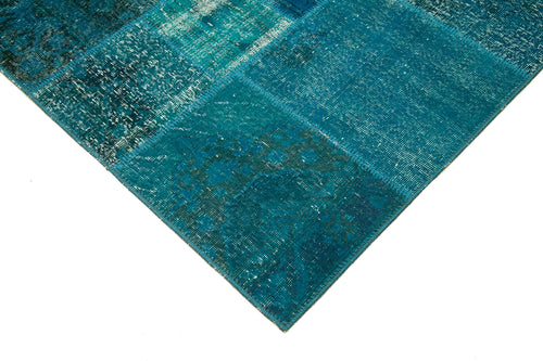 Kirk Yama Turquoise Patchwork Cotton Wool Handmade Area Rug 5'7'' x 8'0''