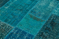 Kirk Yama Turquoise Patchwork Cotton Wool Handmade Area Rug 5'7'' x 8'0''