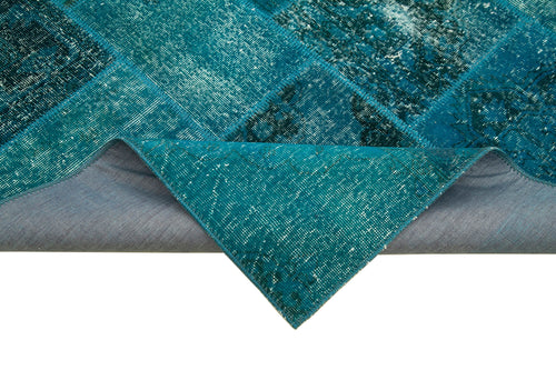 Kirk Yama Turquoise Patchwork Cotton Wool Handmade Area Rug 5'7'' x 8'0''