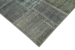 Kirk Yama Grey Patchwork Cotton Wool Handmade Area Rug 5'7'' x 7'10''