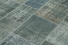 Kirk Yama Grey Patchwork Cotton Wool Handmade Area Rug 5'7'' x 7'10''