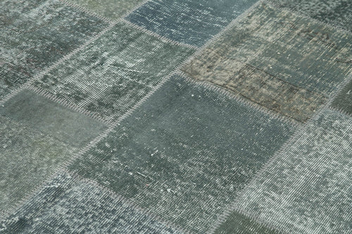 Kirk Yama Grey Patchwork Cotton Wool Handmade Area Rug 5'7'' x 7'10''