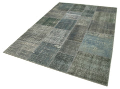 Kirk Yama Grey Patchwork Cotton Wool Handmade Area Rug 5'7'' x 8'0''