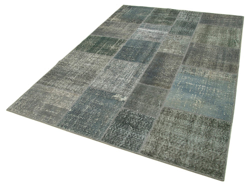 Kirk Yama Grey Patchwork Cotton Wool Handmade Area Rug 5'7'' x 8'0''