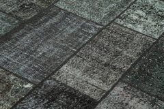 Handmade Area Rug – Black Patchwork Rug | Cotton Wool Vintage Hand Woven Carpet 5'8''x7'10''