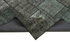 Handmade Area Rug – Black Patchwork Rug | Cotton Wool Vintage Hand Woven Carpet 5'8''x7'10''