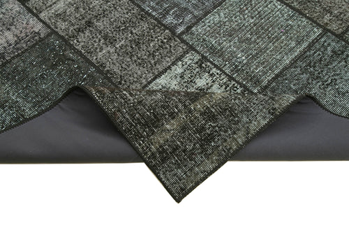 Handmade Area Rug – Black Patchwork Rug | Cotton Wool Vintage Hand Woven Carpet 5'8''x7'10''