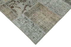 Kirk Yama Grey Patchwork Cotton Wool Handmade Area Rug 5'7'' x 7'10''