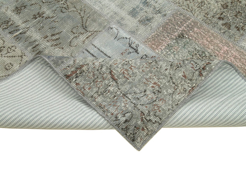 Kirk Yama Grey Patchwork Cotton Wool Handmade Area Rug 5'7'' x 7'10''