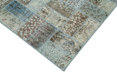 Kirk Yama Blue Patchwork Cotton Wool Handmade Area Rug 5'10'' x 7'9''