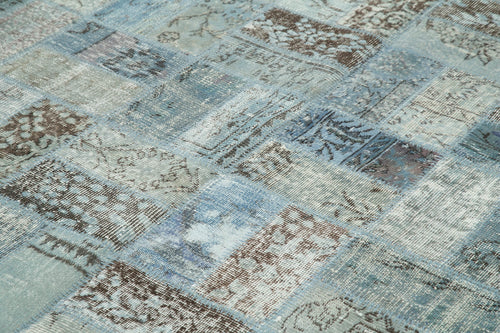 Kirk Yama Blue Patchwork Cotton Wool Handmade Area Rug 5'10'' x 7'9''