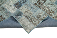Kirk Yama Blue Patchwork Cotton Wool Handmade Area Rug 5'10'' x 7'9''