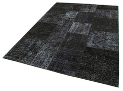 Handmade Area Rug - Kirk Yama Black Patchwork Cotton Wool Carpet 5'7''x8'