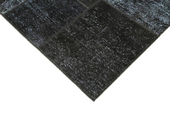 Handmade Area Rug - Kirk Yama Black Patchwork Cotton Wool Carpet 5'7''x8'
