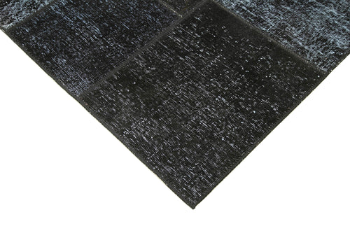 Handmade Area Rug - Kirk Yama Black Patchwork Cotton Wool Carpet 5'7''x8'