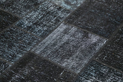 Handmade Area Rug - Kirk Yama Black Patchwork Cotton Wool Carpet 5'7''x8'