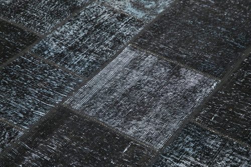 Handmade Area Rug - Kirk Yama Black Patchwork Cotton Wool Carpet 5'7''x8'