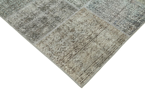 Kirk Yama Grey Patchwork Cotton Wool Handmade Area Rug 5'7'' x 7'10''