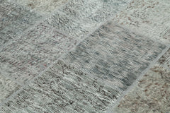 Kirk Yama Grey Patchwork Cotton Wool Handmade Area Rug 5'7'' x 7'10''