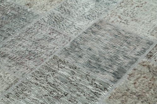 Kirk Yama Grey Patchwork Cotton Wool Handmade Area Rug 5'7'' x 7'10''