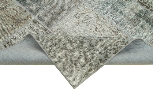 Kirk Yama Grey Patchwork Cotton Wool Handmade Area Rug 5'7'' x 7'10''