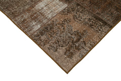 Kirk Yama Brown Patchwork Cotton Wool Handmade Area Rug 5'7'' x 7'11''