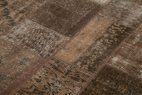 Kirk Yama Brown Patchwork Cotton Wool Handmade Area Rug 5'7'' x 7'11''
